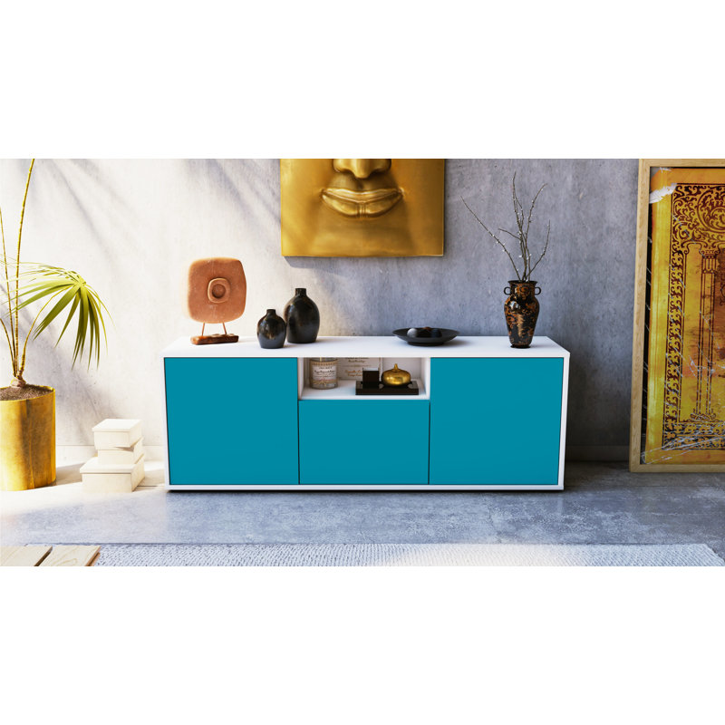 Wygant Unfinished TV Stand for TVs up to 60, Turquoise / Matte White