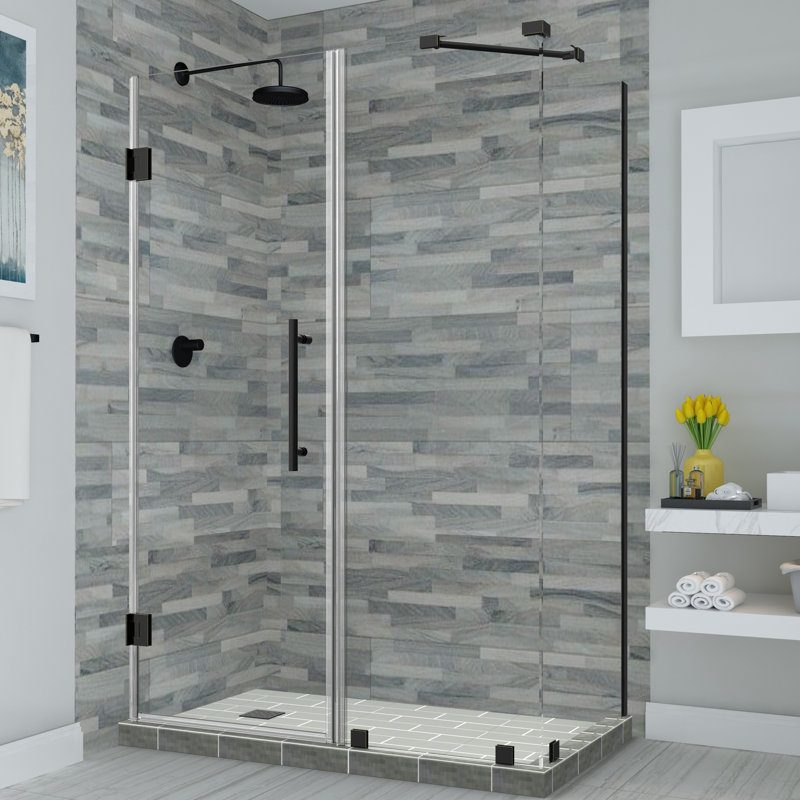 Cabine de douche rectangulaire à charnière sans cadre 32,38 po x 72 po Bromley