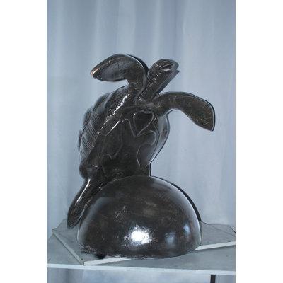 Grande sculpture statue de tortue de mer en aluminium 33 po x 24 po x H 36 po