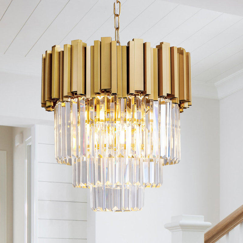Light Dimmable Tiered Chandelier With Crystal Light
