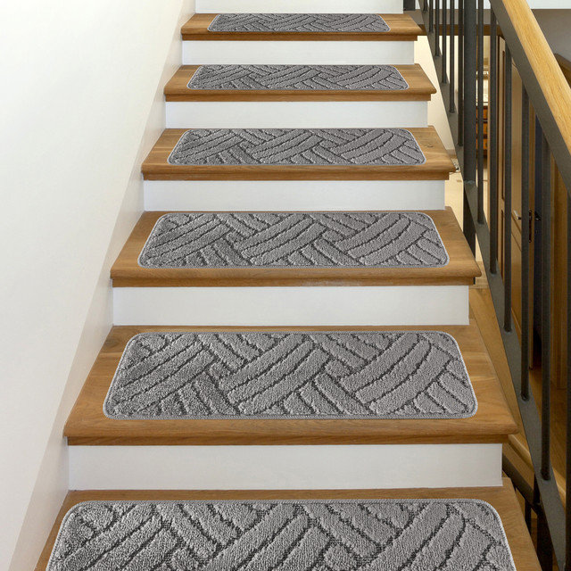  Carpet Stair Treads for Wooden Steps - 7-Pack, Gris