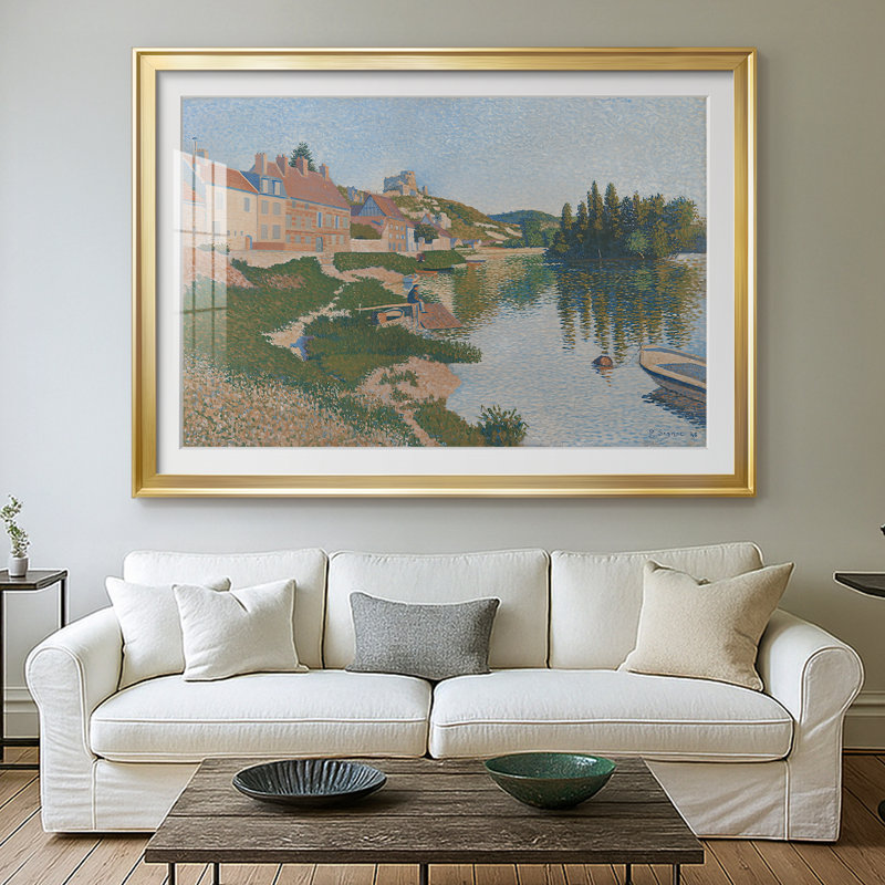 Les Andelys, Château Gaillard-Paul Signac - reproduction d'art avec passe-partout et verre - 1886, 26,5 x 36,5, Or