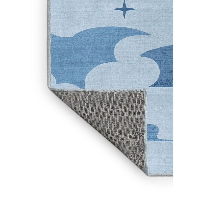 Tapis bleu lavable à la machine Joyce Tsukuyomi - reliure bleu ciel, 8 x 12