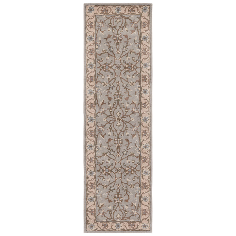 Tapis oriental en laine touffeté à la main Hebron, Tapis de couloir 2 pi 3 po x 12 pi