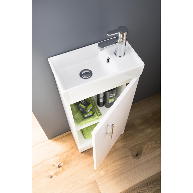 Vault 400mm Single Bathroom Vanity with Integrated Vitreous China Basin, Gloss White