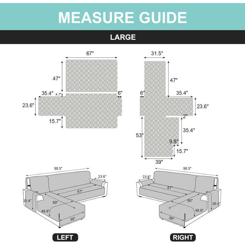 Housse de canapé modulaire 100% imperméable - Protecteur de canapé en L réversible pour animaux de compagnie