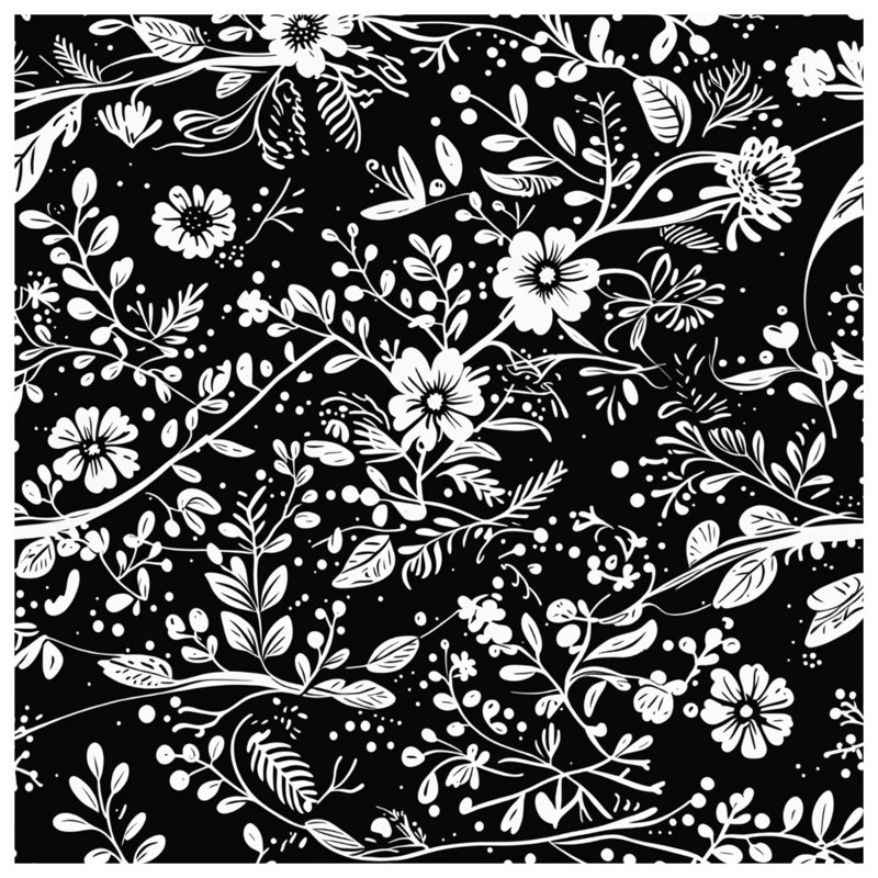 Black White Floral Comforter, Queen