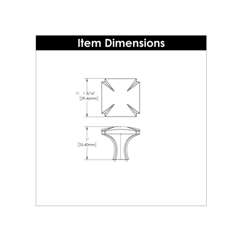 Knob 1-3/16 Inch Square (10 Pack)