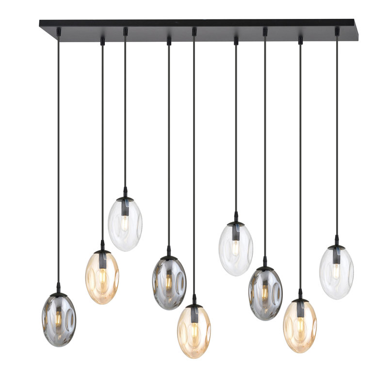 Englewood 9 - Light Black Pendant, Grey/Clear/Gold