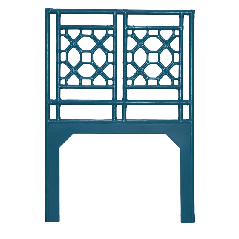 Lattice Back Open-Frame Rattan Headboard, Twin, Pacific Blue