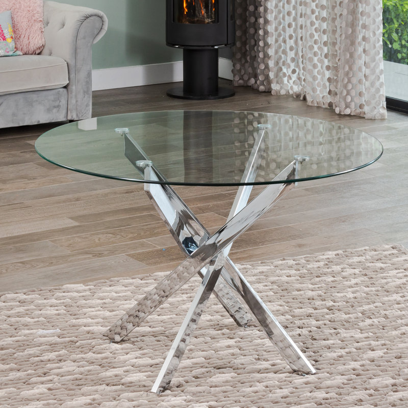 Caoimh Round Glass Top Metal Base Dining Table