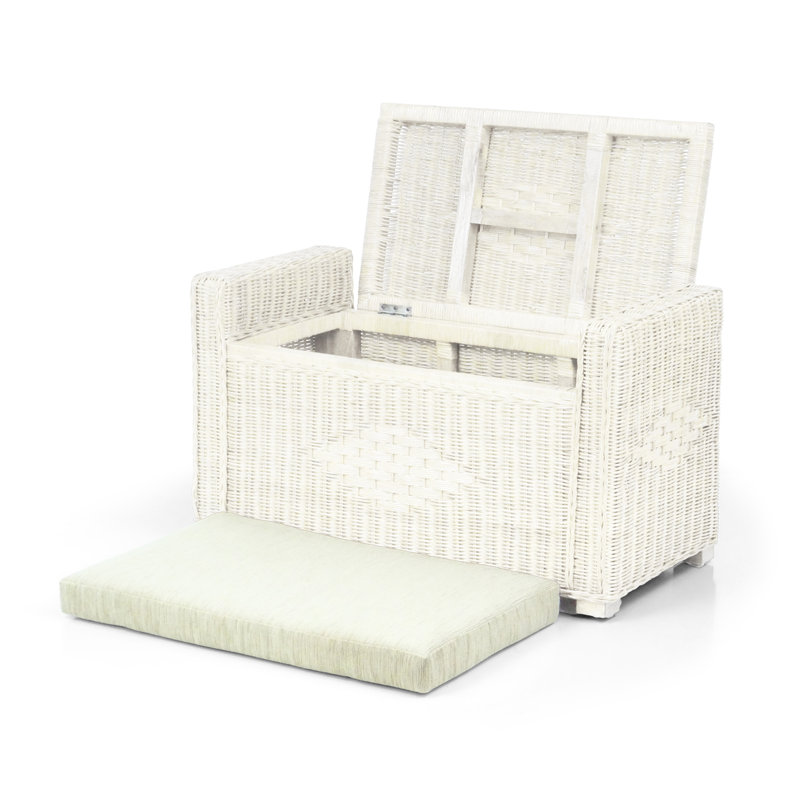 Adero 32" Wide Rectangle Storage Ottoman, White