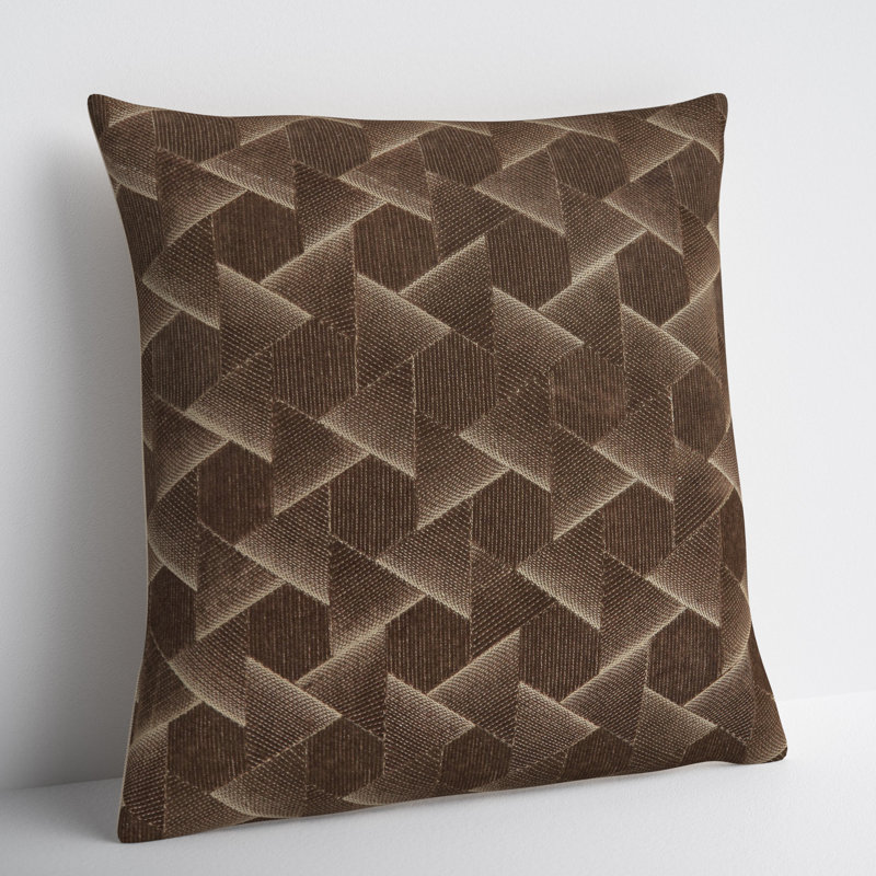 Gretchen Geometric Cotton Throw Pillow, Down, Dark Taupe