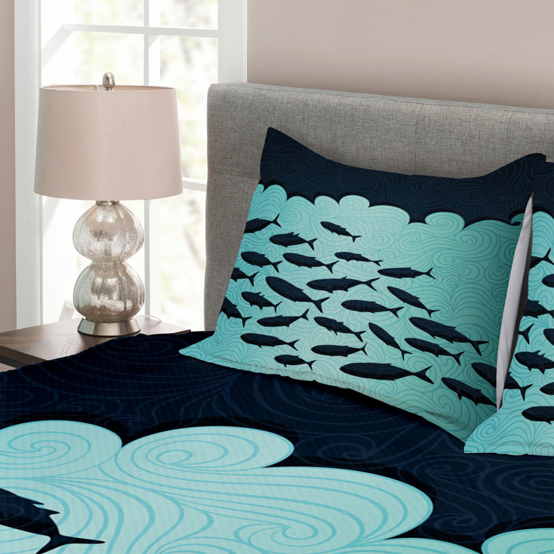 Coastal Polyester Coverlet, King Coverlet + 2 Shams