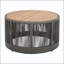 Table basse en corde de rotin et bois d'acacia - Gris corde, fer naturel, résistant aux intempéries-129458302