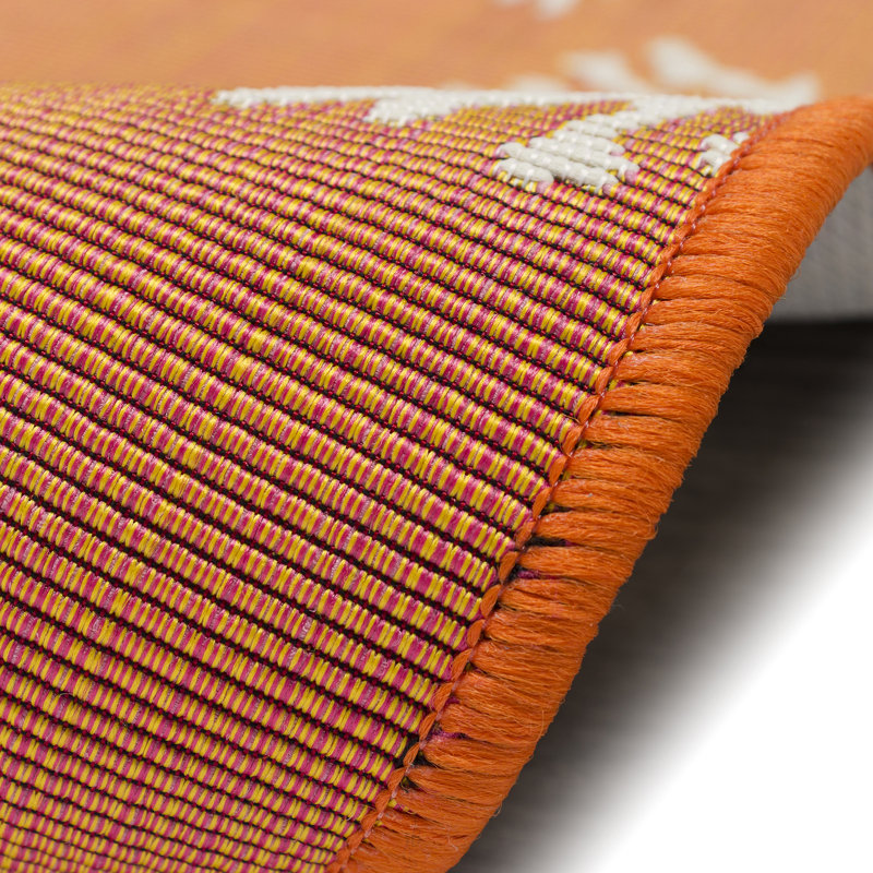 Tapis de cuisine Thomasina, Tapis de couloir 1 pi 11 po x 4 pi 11 po, Coucher de soleil / orange