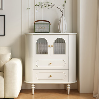 French Oval Glass Accent Cabinet