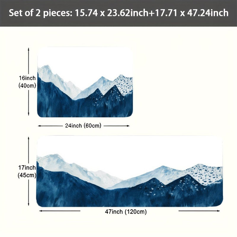 Scène de montagne Serene, ensemble de 2 tapis de cuisine