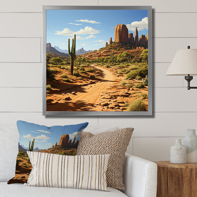 Cactus du désert au Nevada - fruits, art mural, H 36 po x l 36 po x P 1,5 po, Black Picture Framed