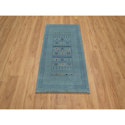 2'3"x4'5" Blue Thick and Plush Lori Buft Wool Hand Knotted Oriental Rug 8015897AE9E74F89835B2EBC98EE9B79