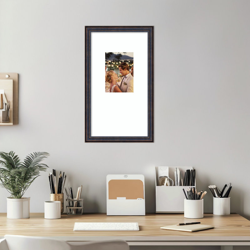 Cadre photo en bois foncé bronze, 10 x 18 emmêlés à 5 x 7