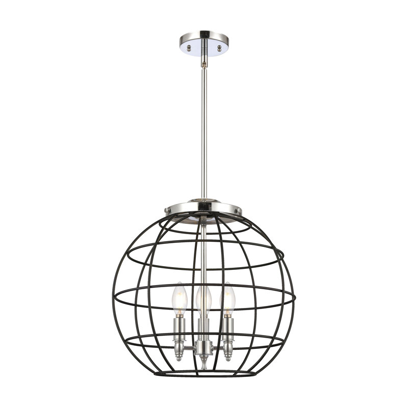 Luminaire suspendu sur tige 3 lumières Lake Placid, H 48,75 po x l 16 po x P 16 po, Chrome poli