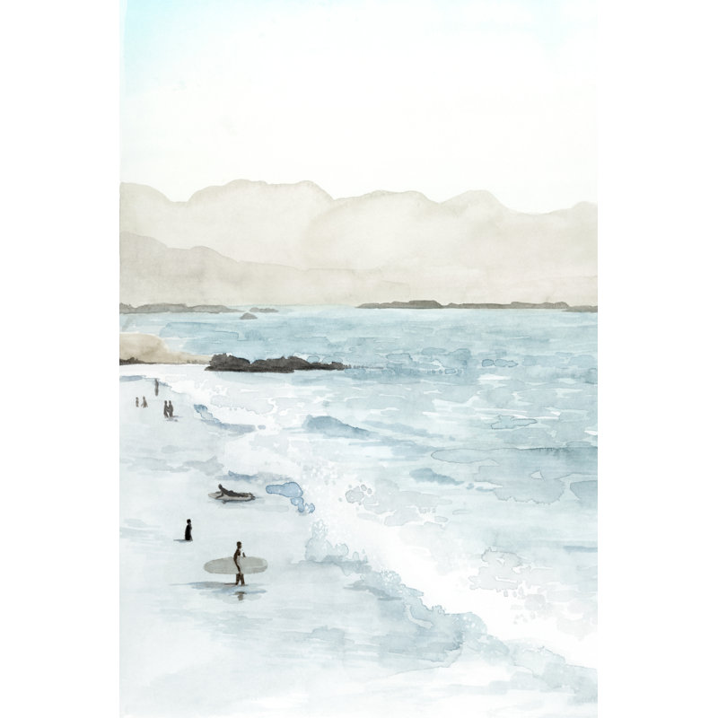 In The Surf I by Grace Popp - Painting on Canvas, 91 cm H x 61 cm W, Black Floater Framed