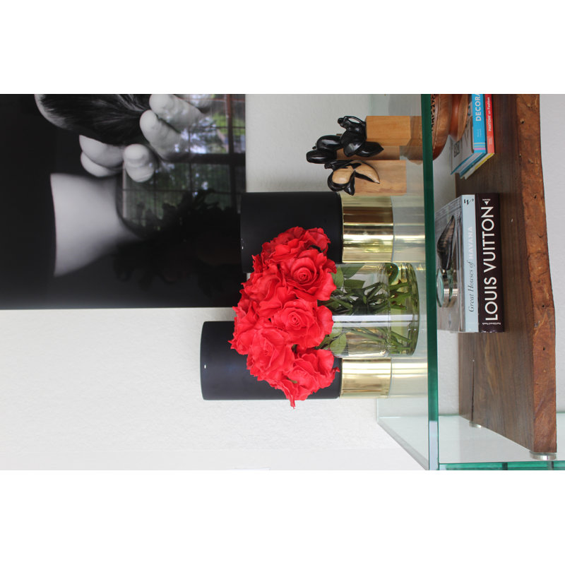 Rota Cylinder Roses Floral Arrangement in Pot, Red