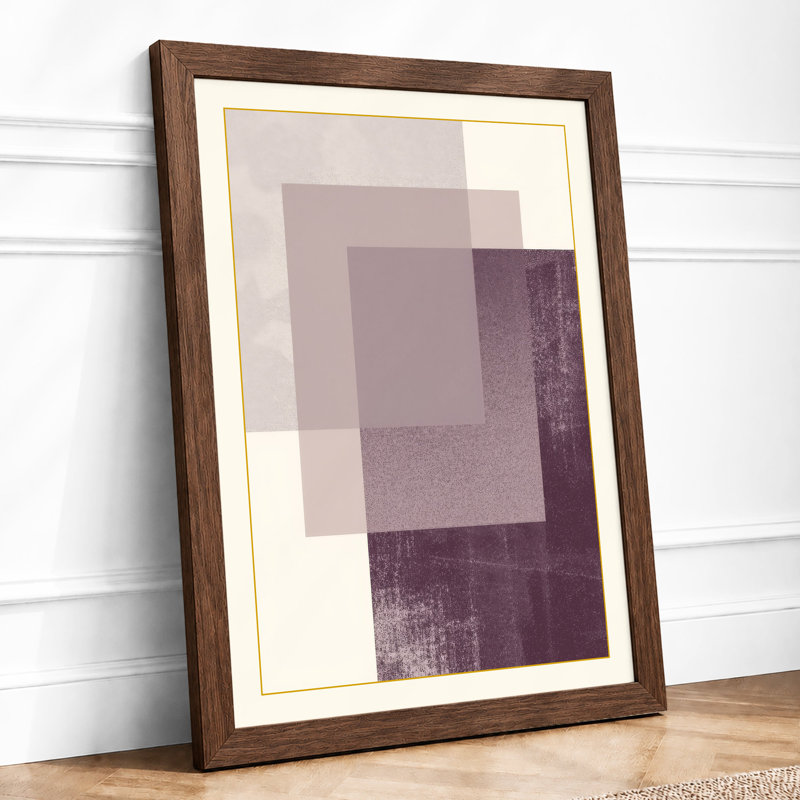 Layered Geometry Minimalist - Framed Print, A3 - 42.0 x 29.7 cm, Walnut