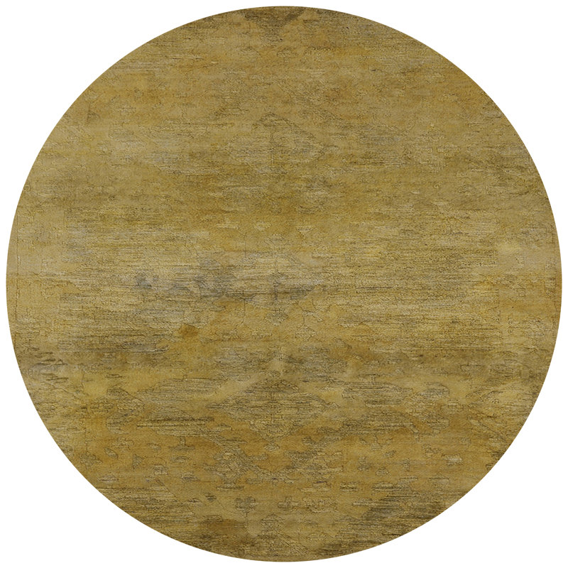 Tapis jaune à motif abstrait Austermann, Rond 5 pi