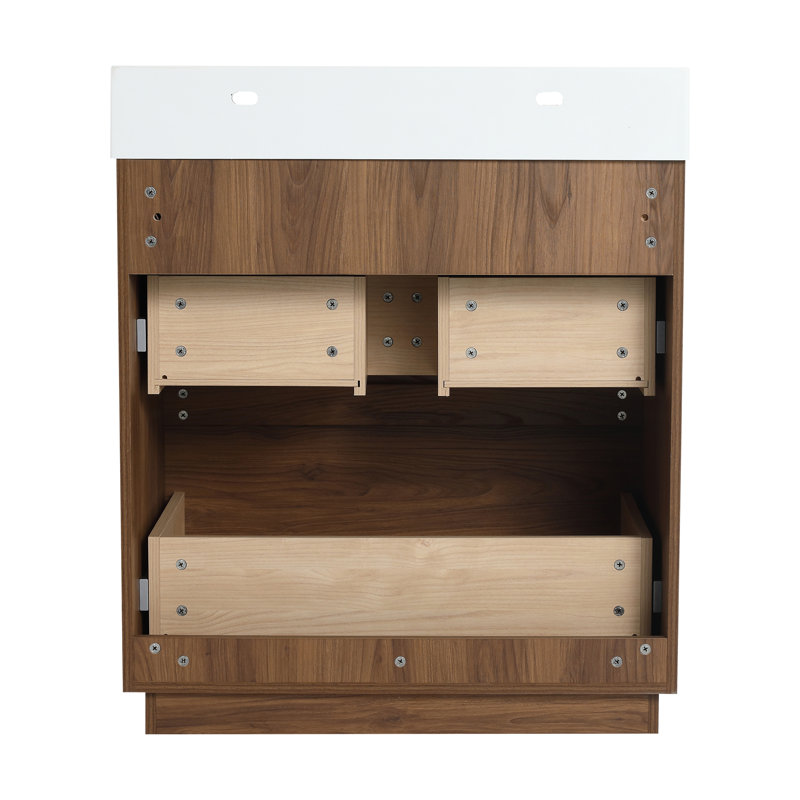 Bathroom Vanities With Single Sink Combo, 30", Brown