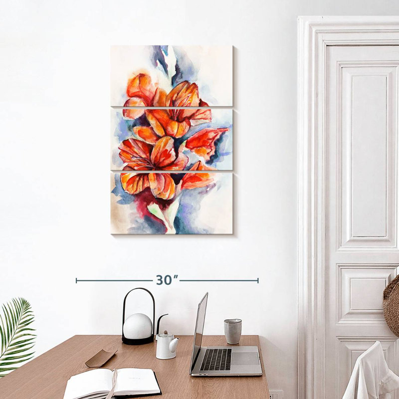 Harnek glaïeul et coquelicot, H 32 po x l 20 po