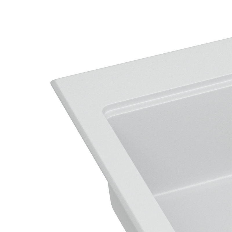 Évier de cuisine en quartz - Évier de cuisine encastré en granite blanc 30 po x 22 po x 10 po