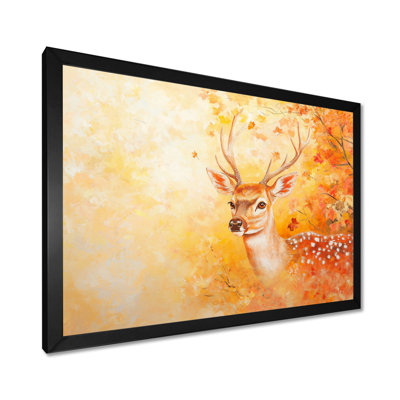 Cerf dans un feuillage d'automne - art mural cerf