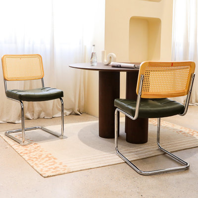 Chaises modernes en cuir de style Mid-Century de 2 pieds, foncées pour le design d'intérieur dans les espaces de salle à manger et de banquet
