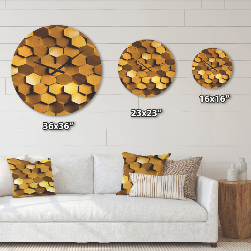 Horloge murale en bois doré, Très grand
