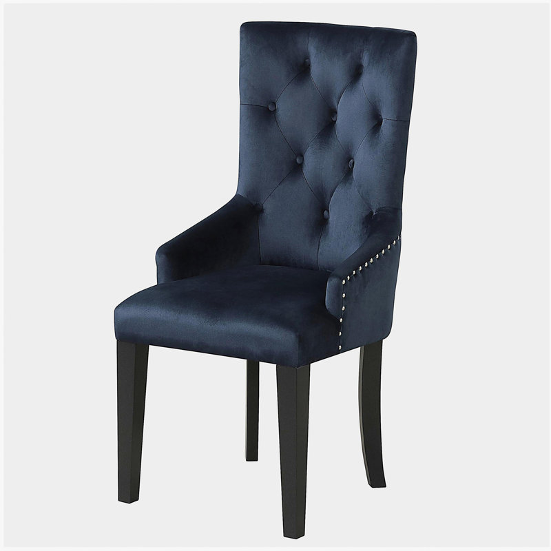 Fauteuil et dossier gaufré bleu marine foncé et noir
