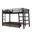 Lit superposé simple en métal avec tablettes de rangement et ports USB, noir-798069257