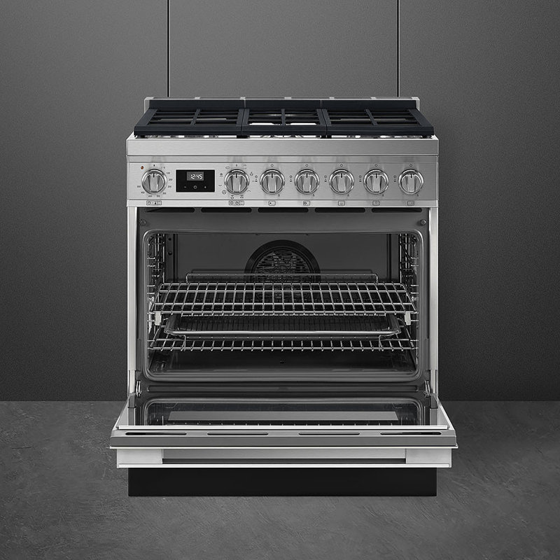 SMEG Portofino 30" 3.6 cu ft. Freestanding Gas Range, St. Steel