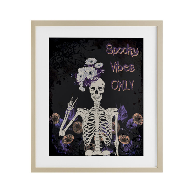 «Spooky Vibes Only», reproduction sous verre encadrée, design par Radhika Modi, H 21 po x l 17 po, Cadre de récolte en pin