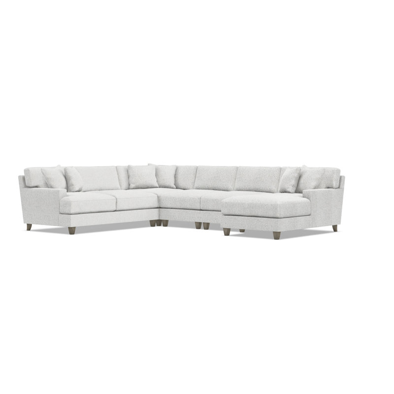 Bernhardt Mila 5-Piece Fabric Sectional, White Polyester, 33.5" H x 137" W x 107" D, Right Hand Facing