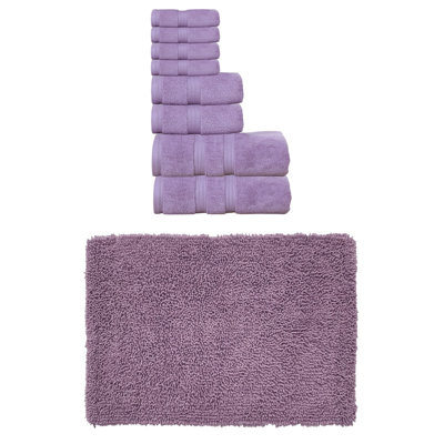 Ensemble de serviettes de bain 100% coton doux 2 pièces et 1 tapis de bain 21x34 "Fantasia Collection, (ensemble de 3)