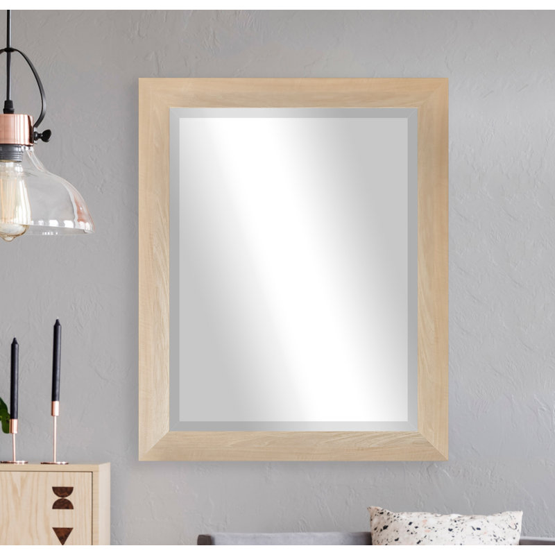 Miroir biseauté moderne / contemporain Ungar, H 38,5 po x l 32,5 po x P 0,75 po, Érable blond
