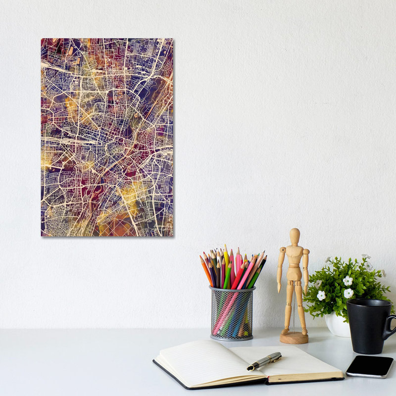 Munich Germany City Map II by Michael Tompsett - Wrapped Canvas Gallery-Wrapped Canvas Giclée, 20.32 cm H x 30.48 cm W