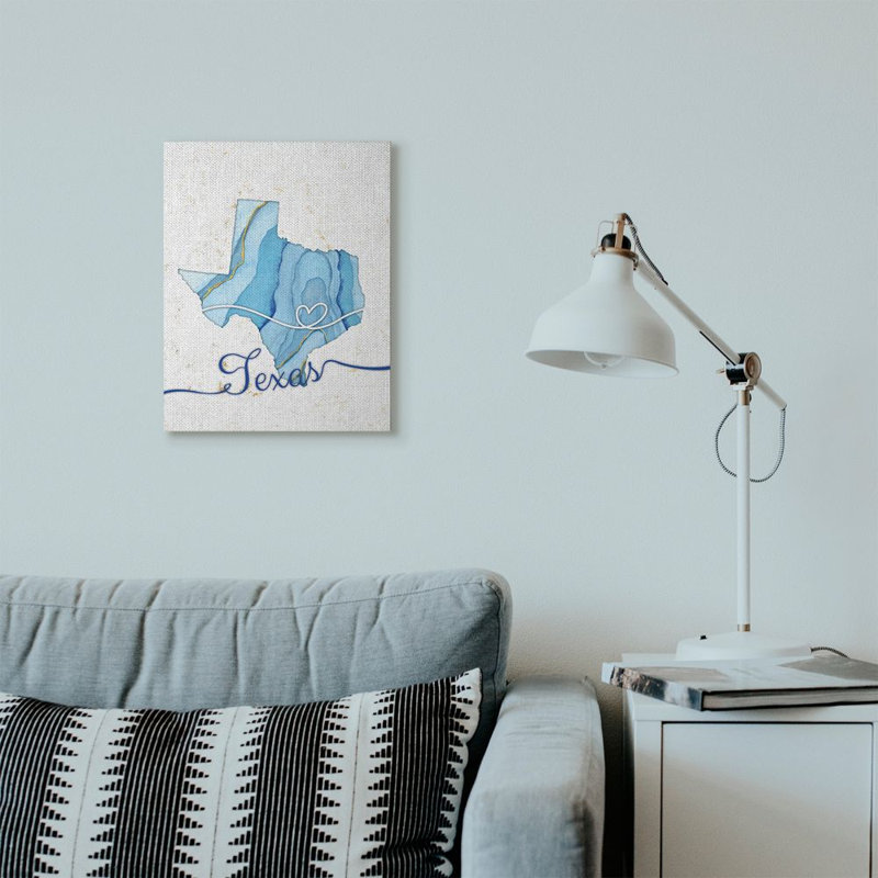 «Texas Agate Blue US State Design», impression sur toile, H 20 po x l 16 po, Toile tendue