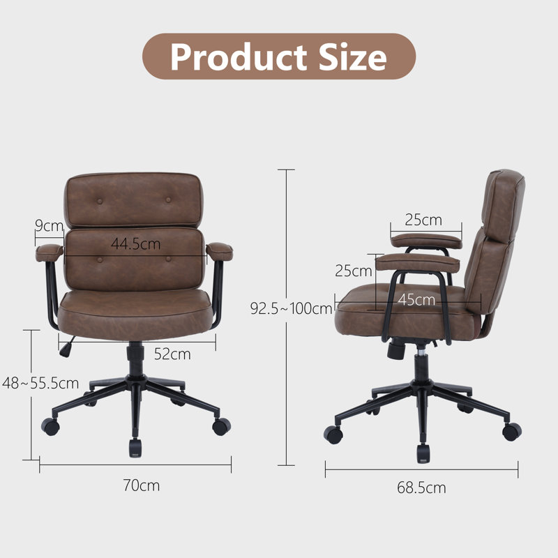 Ergonomic Upholstered Lounge Chair with Metal Frame and Armrests, Brown