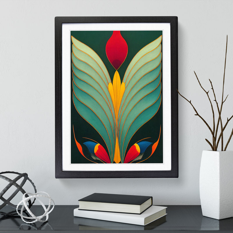 A Surreal Abstract Feather No.2 - Single Picture Frame Print, Black, 64cm H x 46cm W x 2cm D