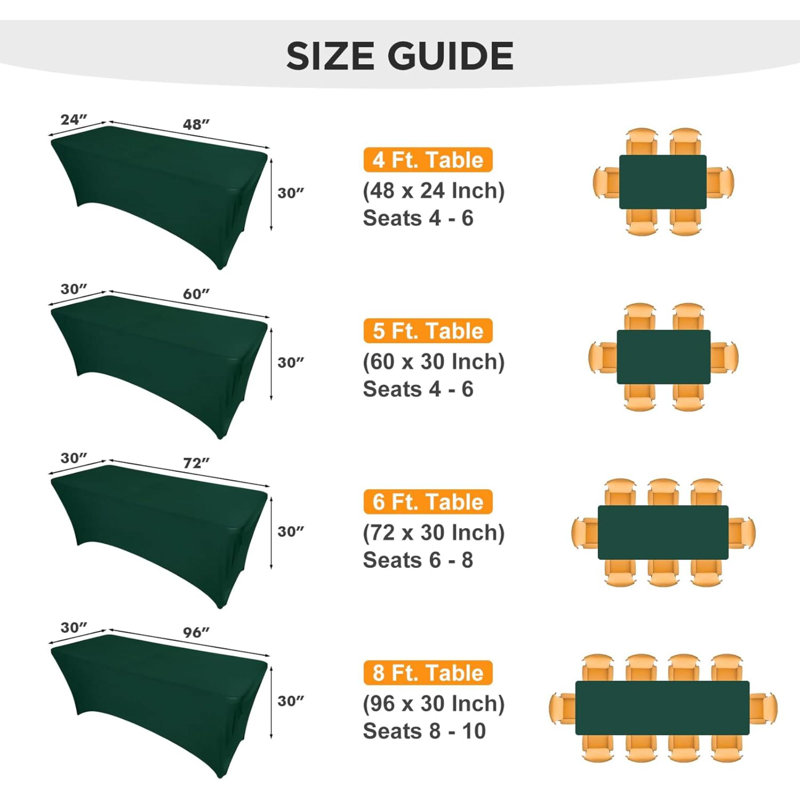 2 Pack Table Cover Fitted Rectangular Tablecloth Stretchable Fabric Lycra Table Cloth 6 Ft Wrinkle-Free For Party Tradeshows Banquet Weddings Cocktail