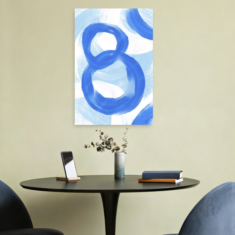 Flowing Blue Circles Abstract Contemporary Modern Wall Art Print by Martina - Wrapped Canvas Print, 60.96cm H x 40.64cm W