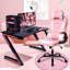 Chaise d'ordinateur de jeu avec support lombaire et accoudoirs rabattables Dkelincs, appui-tête pour adolescent, rose-1246533111